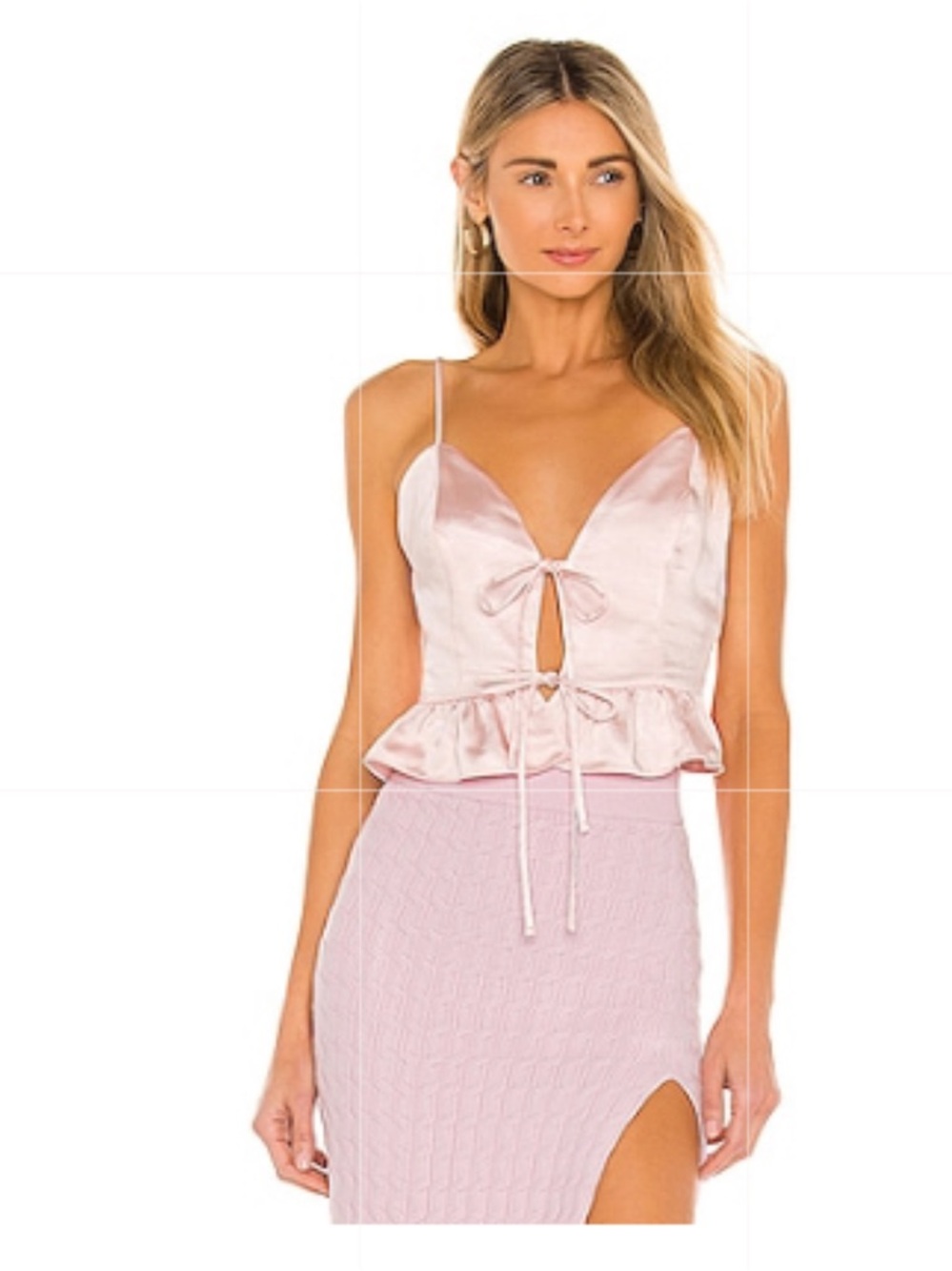 LPA Dusty Pink Tie-Front Bardot Top XS